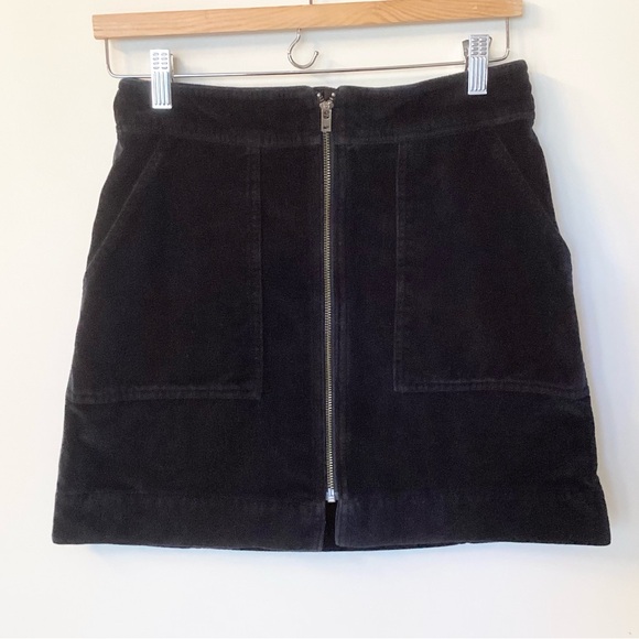 Marine Layer Velvet Zip Front Mallory Mini Skirt - Black - 4 - Picture 2 of 8